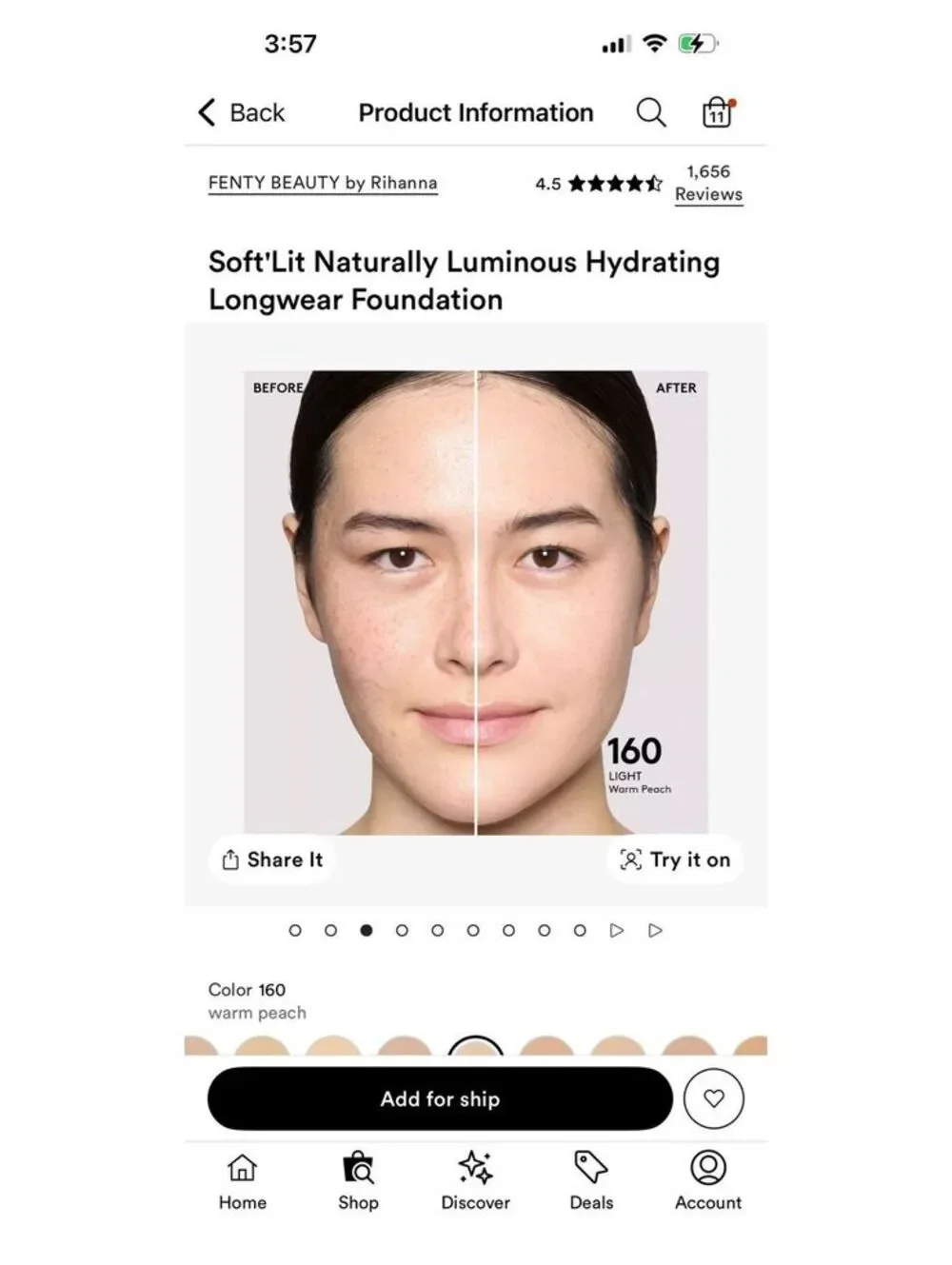 Fenty Beauty Soft'Lit Luminous Foundation $44 retail